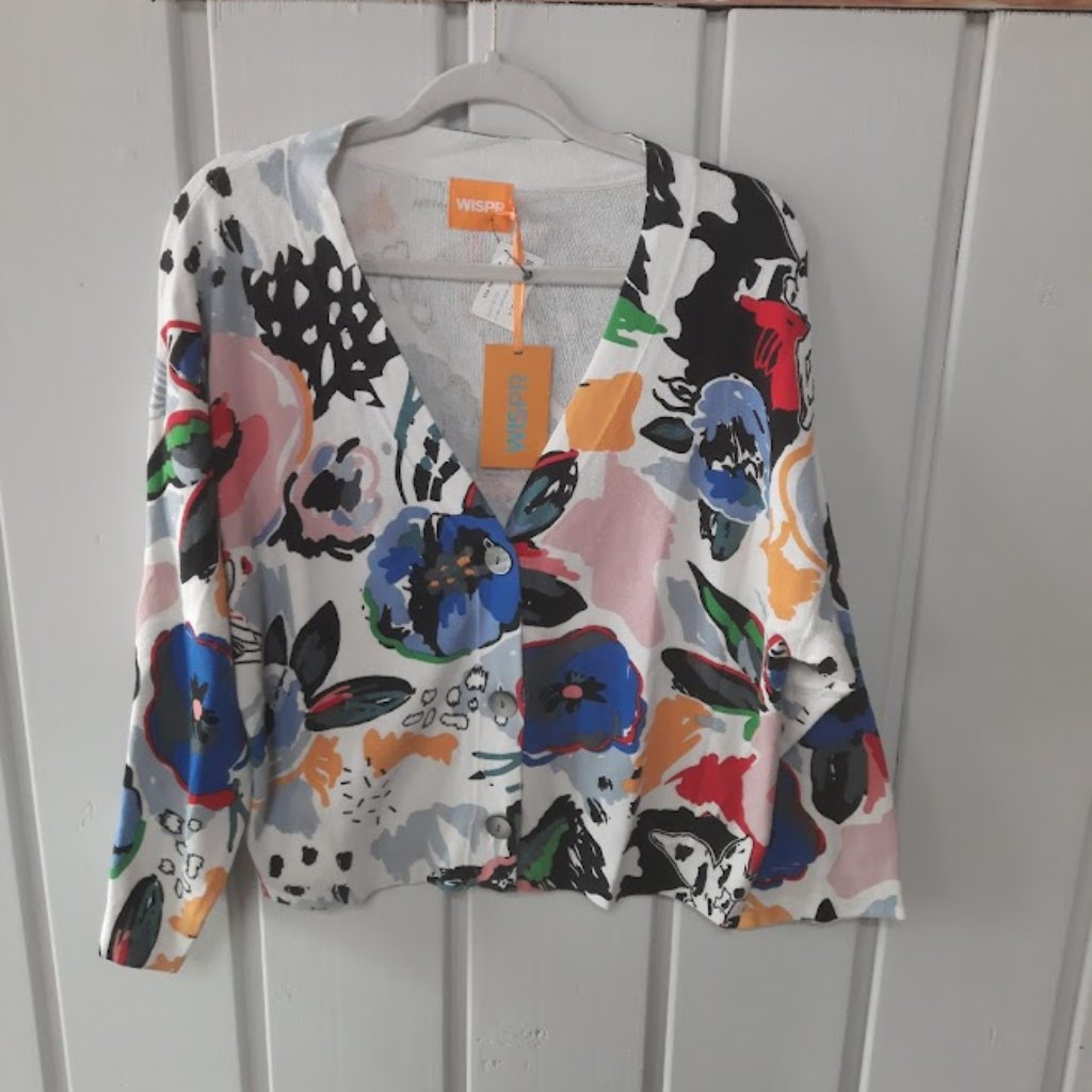 Wispr By Brodie Floral Cotton Silk Cardigan Sweater Nwt Sz L